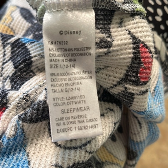Disney Womens Mickey & Friends Long Johns Pajama Set Sz L(12-14) - Picture 5 of 5